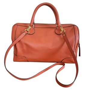Banana Republic Evan Satchel Bag Orange Leather Shell Shoulder Strap
